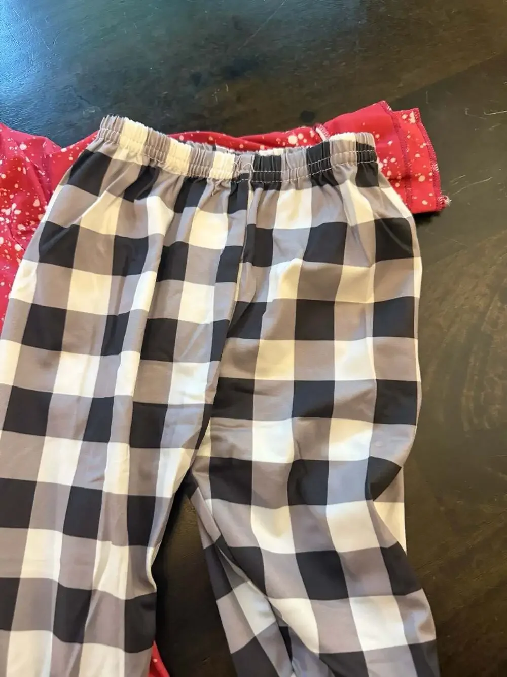 Merry Christmas Gnomies Ruffle Top and Buffalo Plaid Bell Bottom Pants Size 2T